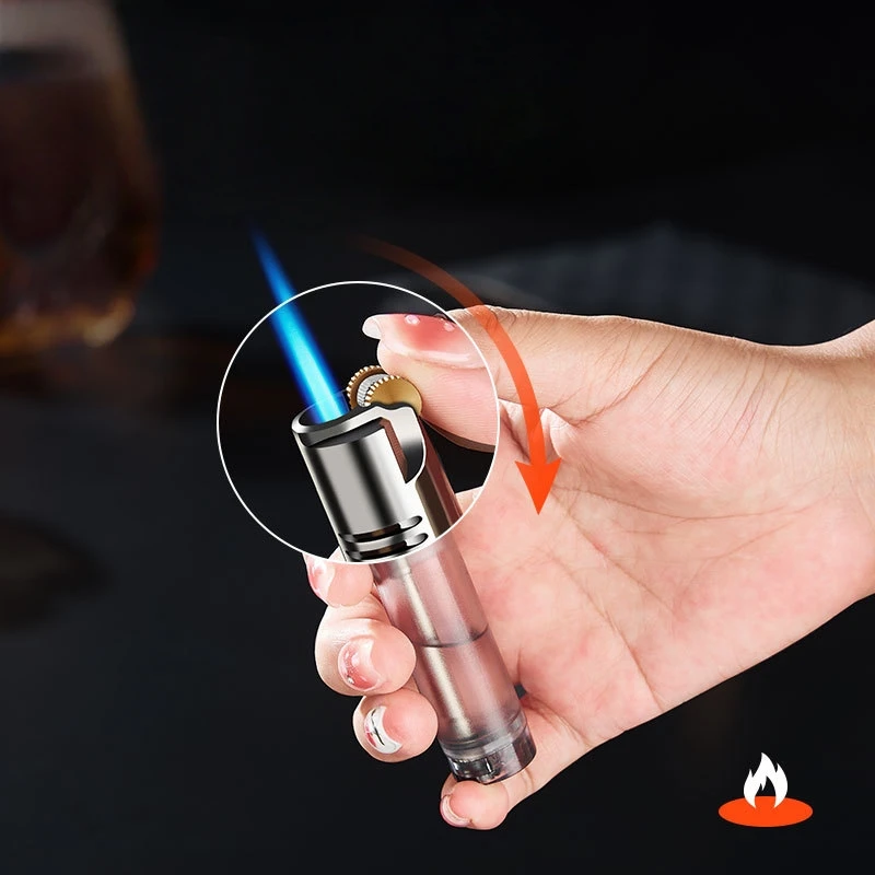 High Quality Lighters Transparent Visible Windows Inflatable Windproof Direct Impact Igniters Outdoor Smoking Tools Small Gifts