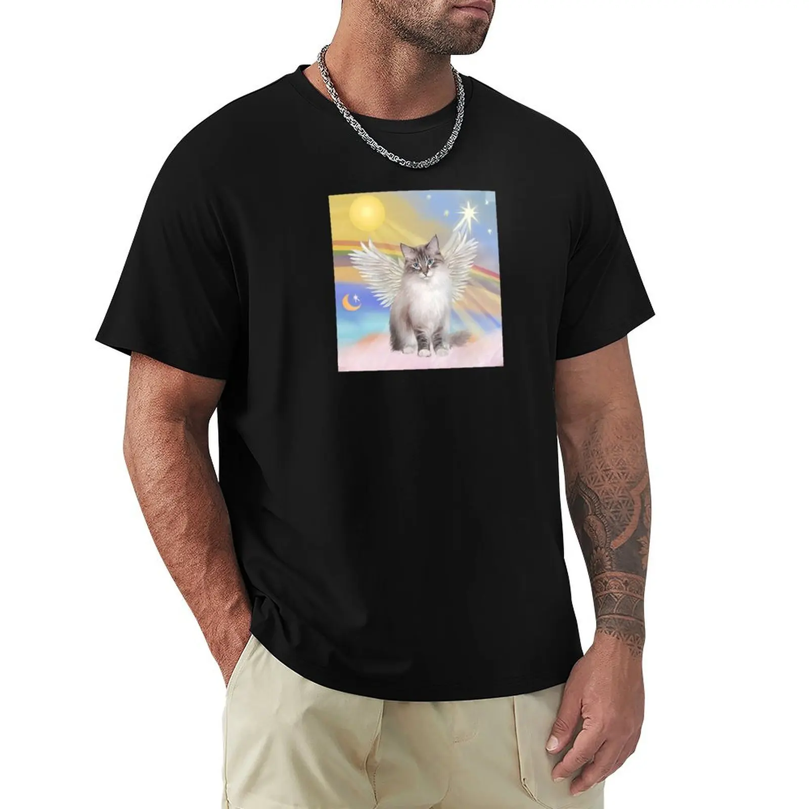 Heavens Clouds - Ragdoll Cat (Lynx Colorpoint Mitted) T-Shirt Plus Size Quick Dry Sports Tee