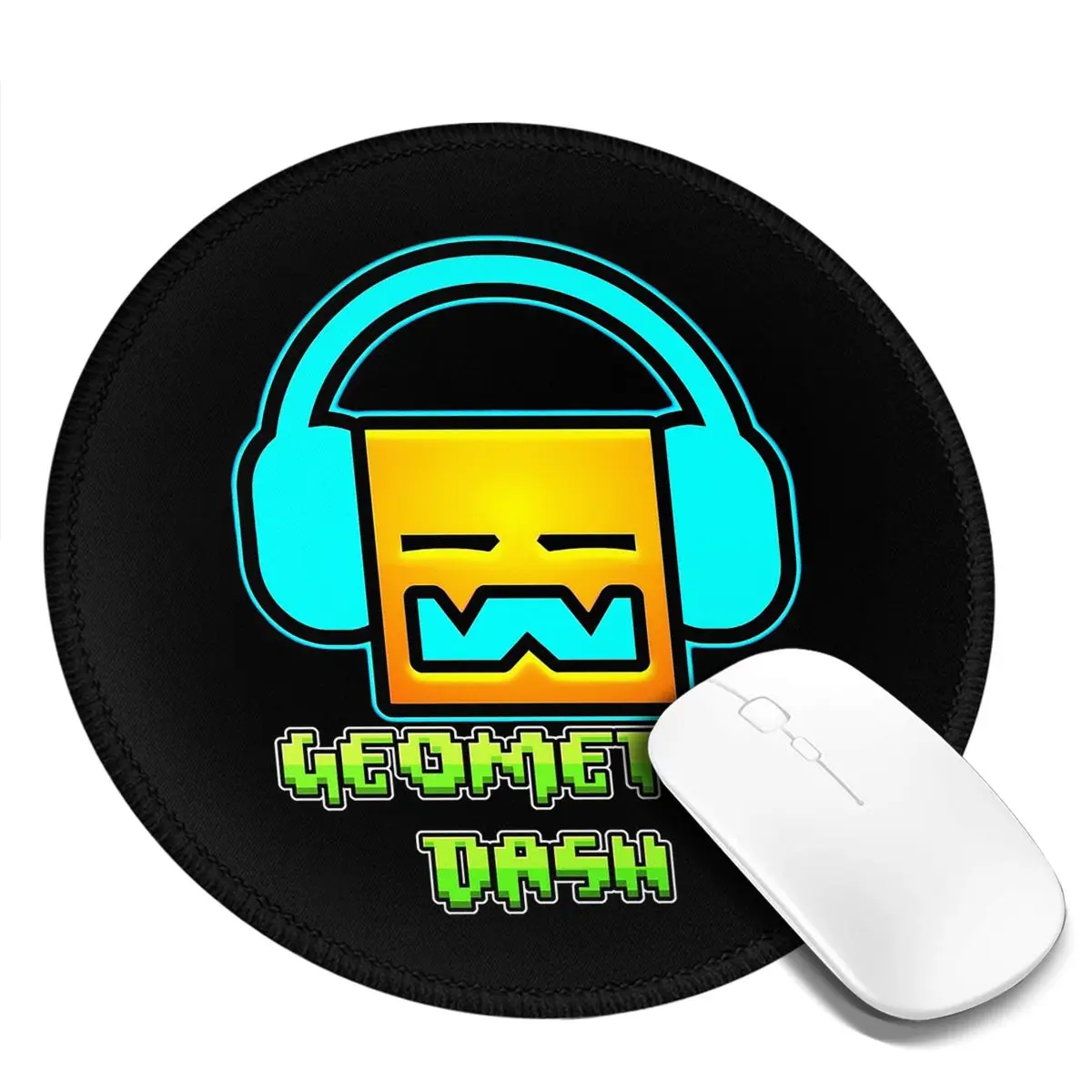 

Geometry Dash Game Music Cute Geometric Round Mouse Pad Computer Keyboard Mouse Mat Gamer Laptop Desk Mat Office Table Mats