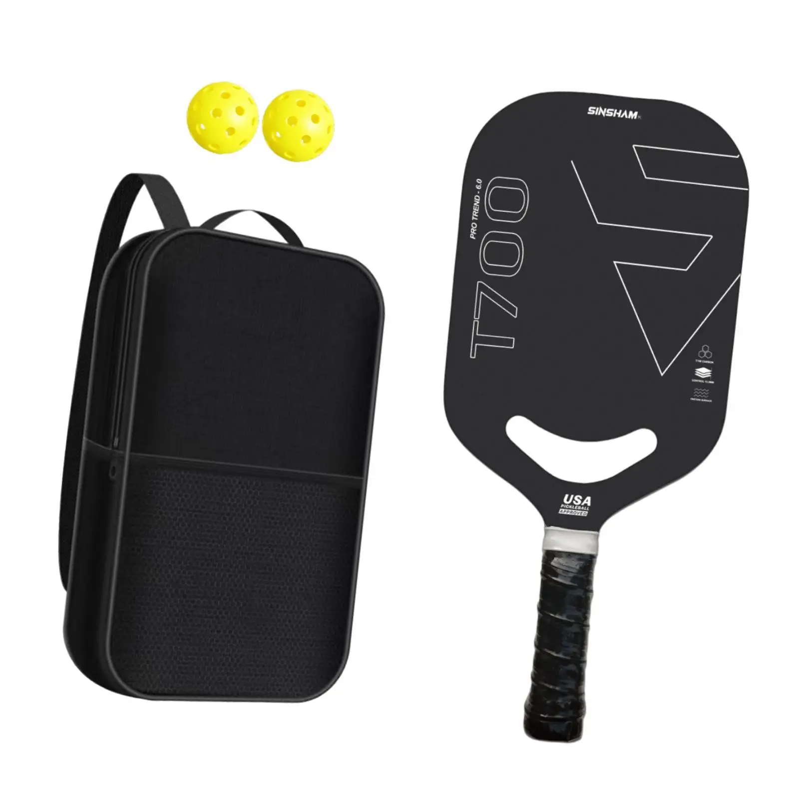 Raquete de pickleball de fibra de carbono, competição com aderência antiderrapante, 13,5 mm de espessura, raquete de pickleball para equilíbrio