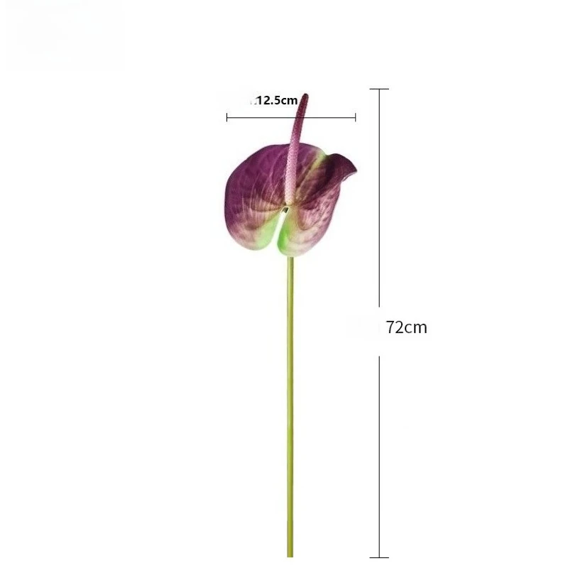 6/10 Stück künstliche große Anthurien, PU, echte Haptik, künstliche Blumen, weiß-grüne Anthurien, Simulationsblumen, Einkaufszentrum-Dekoration – Detail 4
