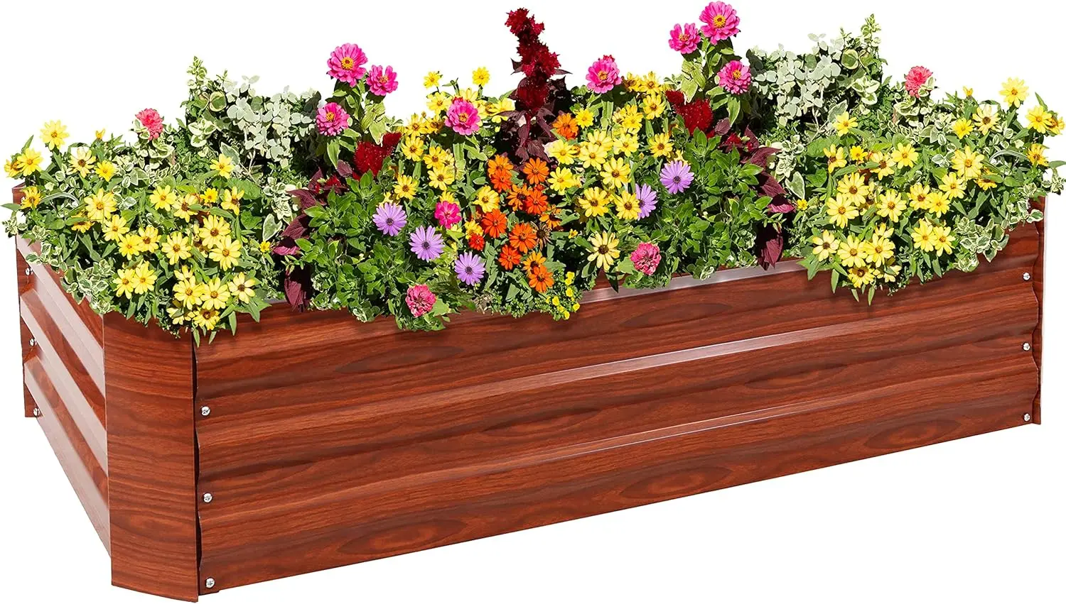

11.75" H Raised Metal Garden Bed - Galvanized Raised Garden Bed Outdoor for Vegetables and Flowers - Woodgrain - 4' x 2' Rectang