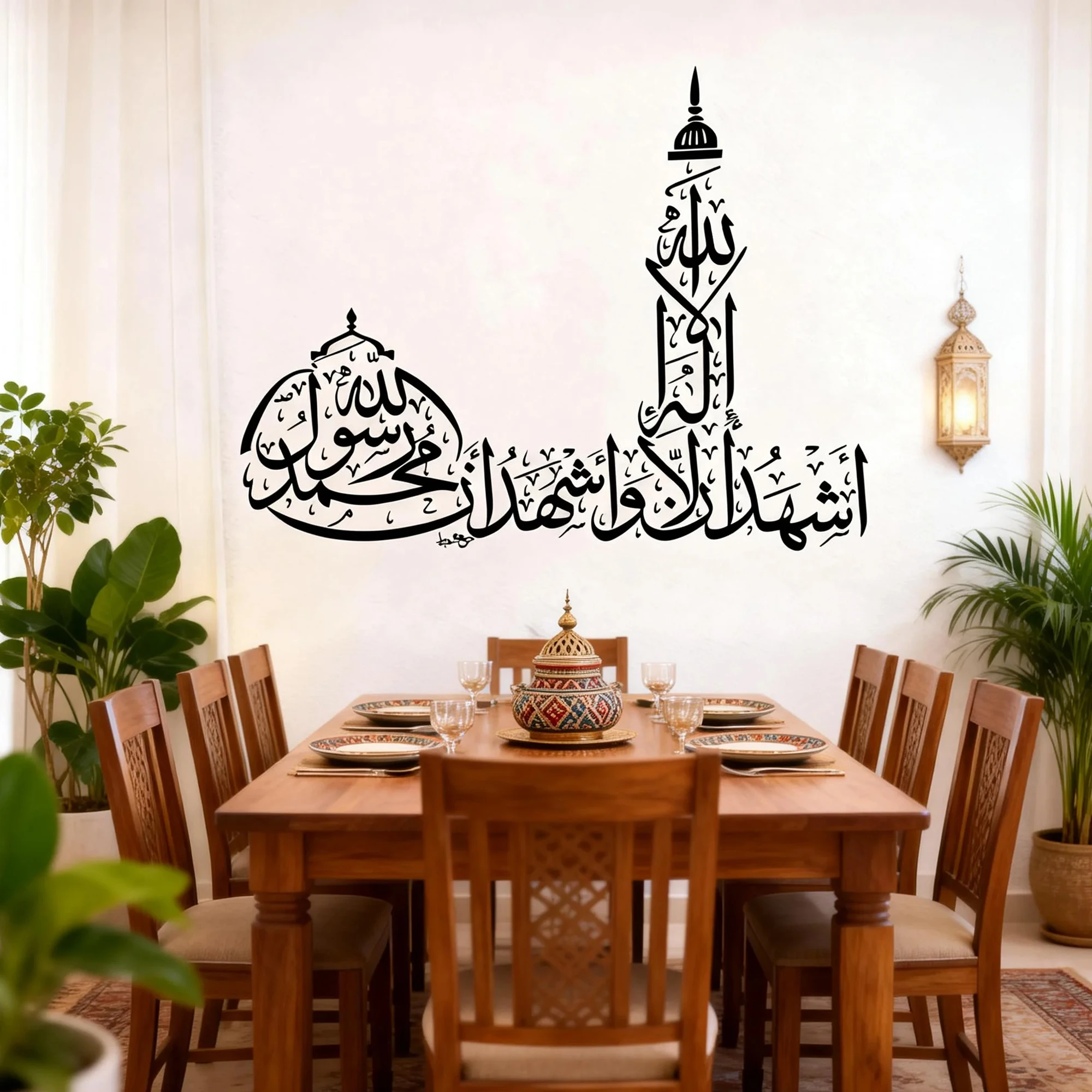 Islamic Calligraphy La Ilaha Illallah Wall Sticker Muslim Decal Murals Use Eid Mubarak Gift Living Room Interior Home Decor view 4
