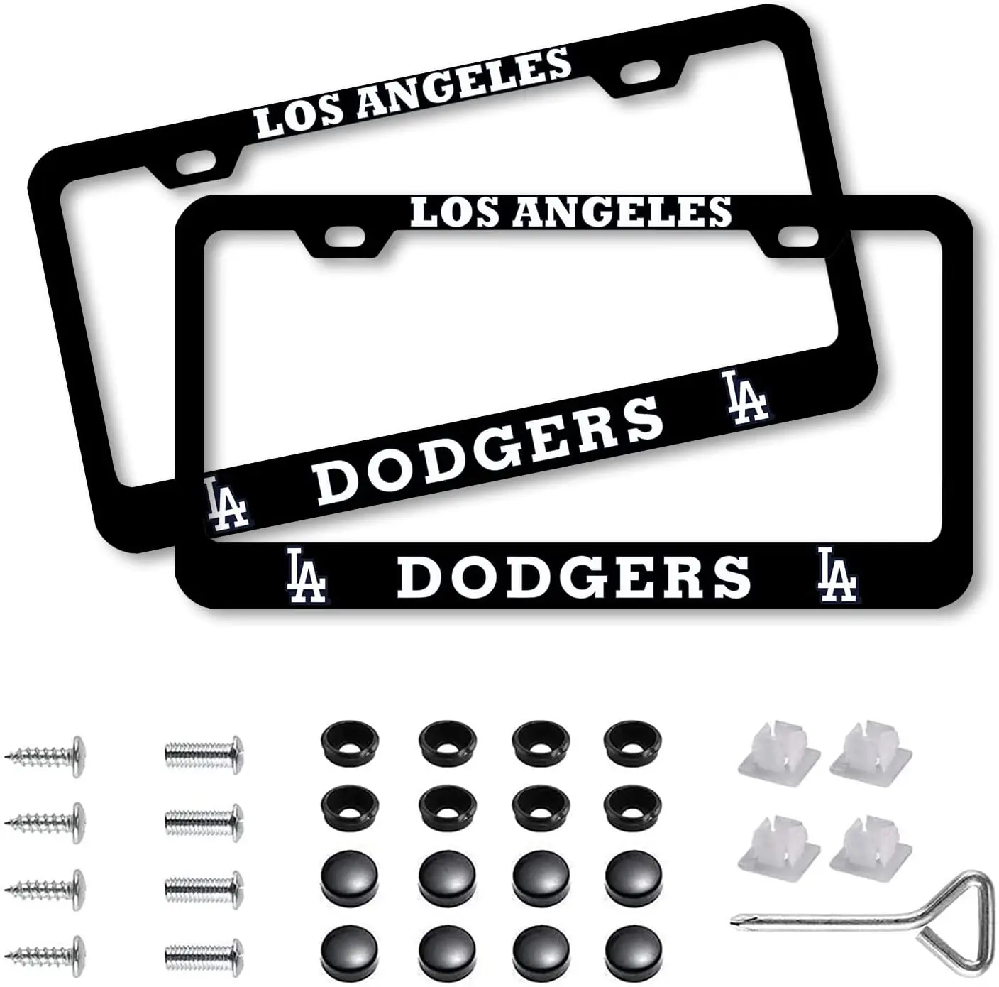 

2PCS Novelty License Plate Cover Fit Dodgers License Plate Frame Licenses Tag with Screw Caps