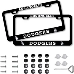 2PCS Novelty License Plate Cover Fit Dodgers License Plate Frame Licenses Tag with Screw Caps