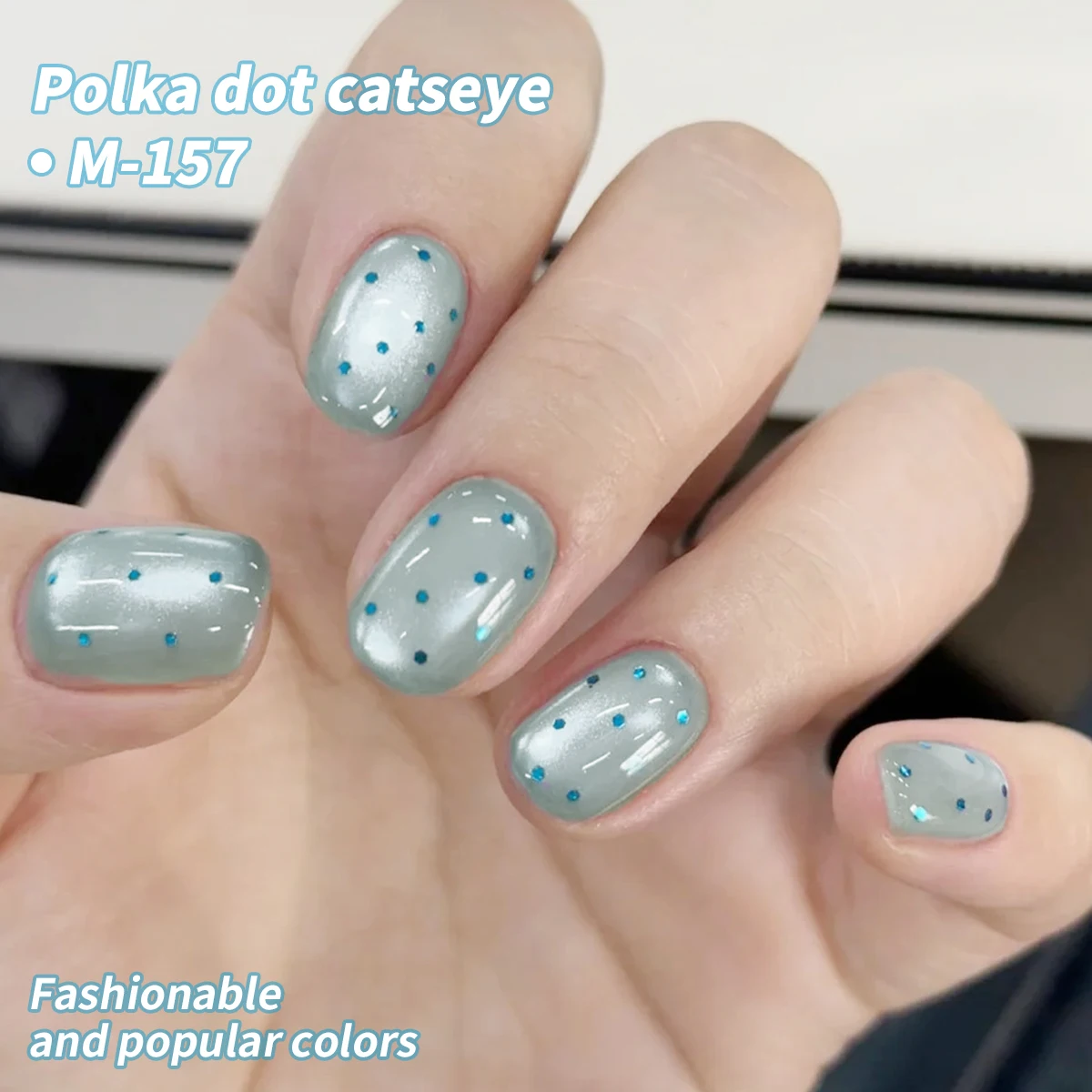 1PC 15Ml ポルカドットキャットアイジェルネイルポリッシュ、UV LED硬化、長時間持続する速乾性ネイルアートジェル - 女性への理想的なギフト