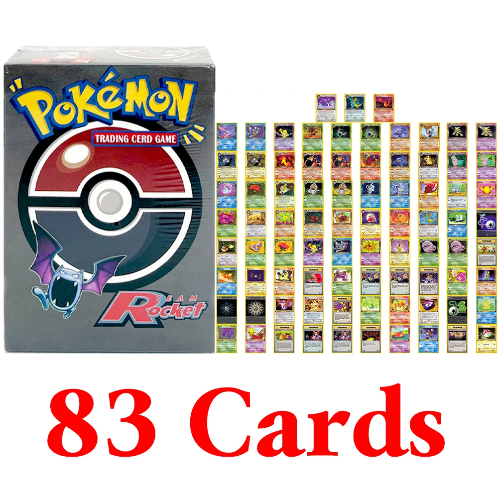 Kartu Tim Roket PKM 83 PCS Set Lengkap Mainan Hobi Koleksi Permainan Anime Kartu Foil Proxy PTCG Set Lengkap