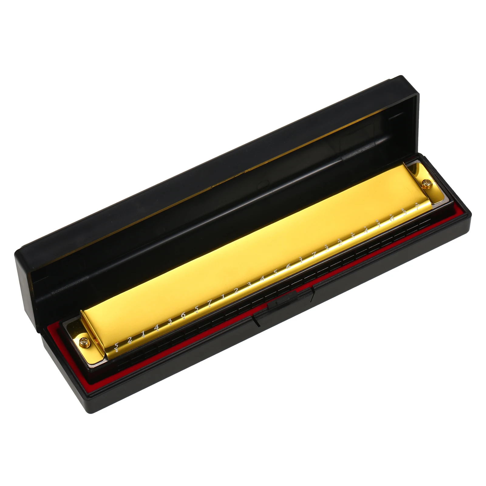 Harmonica Professional Harp Armonica Key of C 24 Hole Polyphony Diatonic Mouth Organ with Case for Blues Folk Jazz Pop