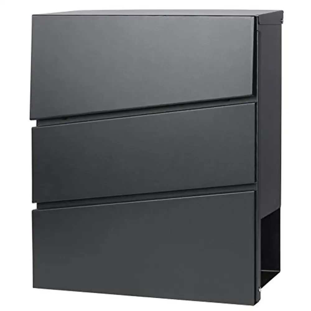 

Запираемый настенный почтовый ящик большой емкости и ведро для газет Прочная конструкция из легированной стали Водонепроницаемая крышка Черный