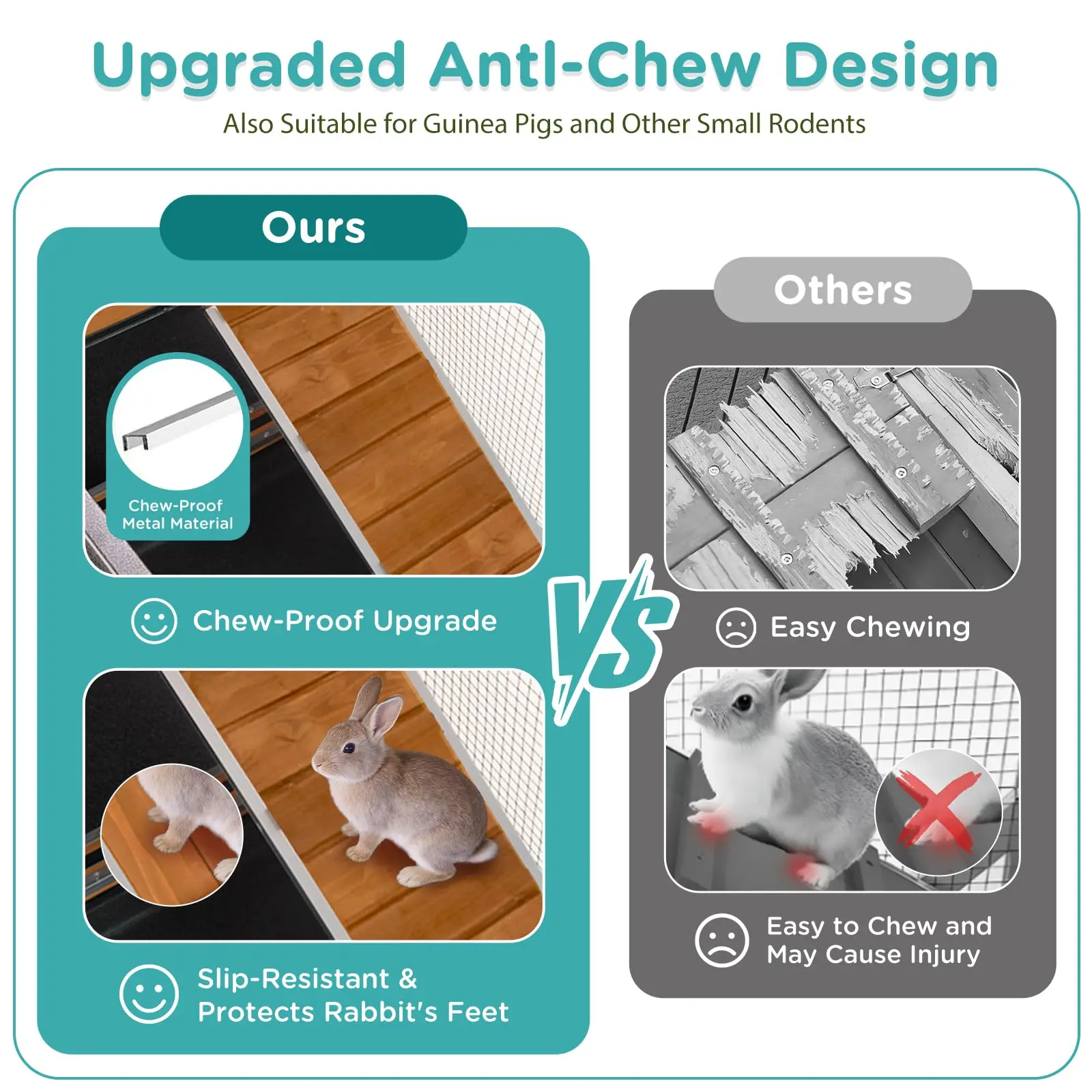 2-Story Rabbit Cage with Chew-Proof Metal Frame for Indoor/Outdoor - 62