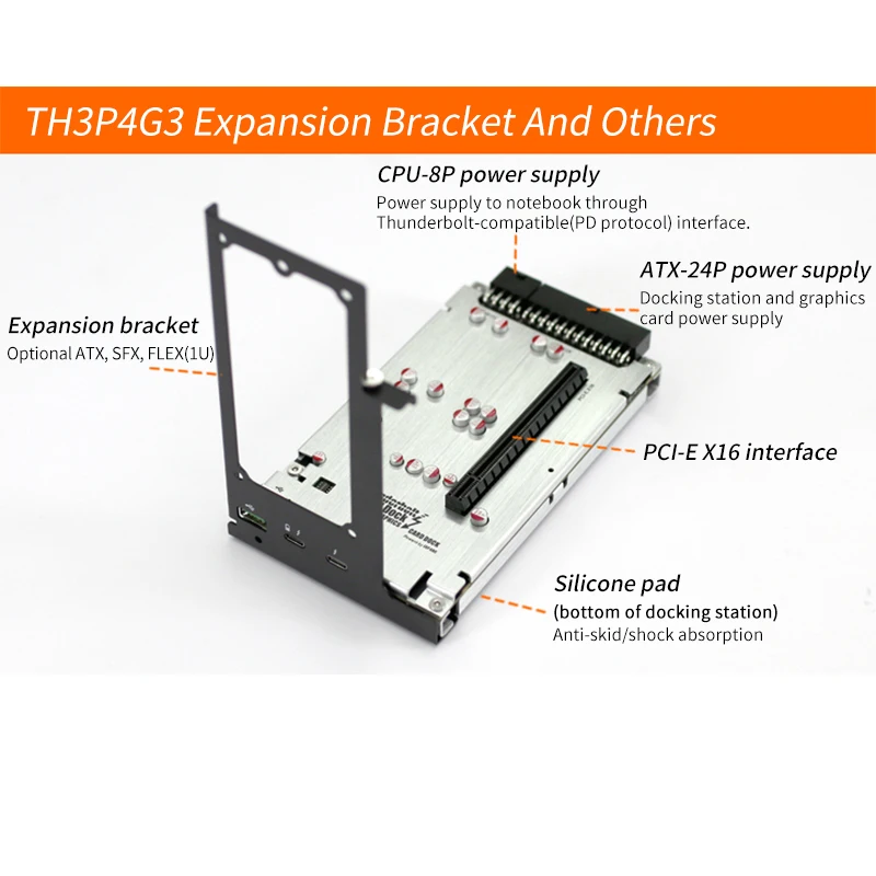 TH3P4G3 Mini GPU Dock Graphics Card USB3.0 Extension Dock Thunderbolt-compatible Thunder 3/4 PD 60W 40Gbps with ATX / SFX Bracke