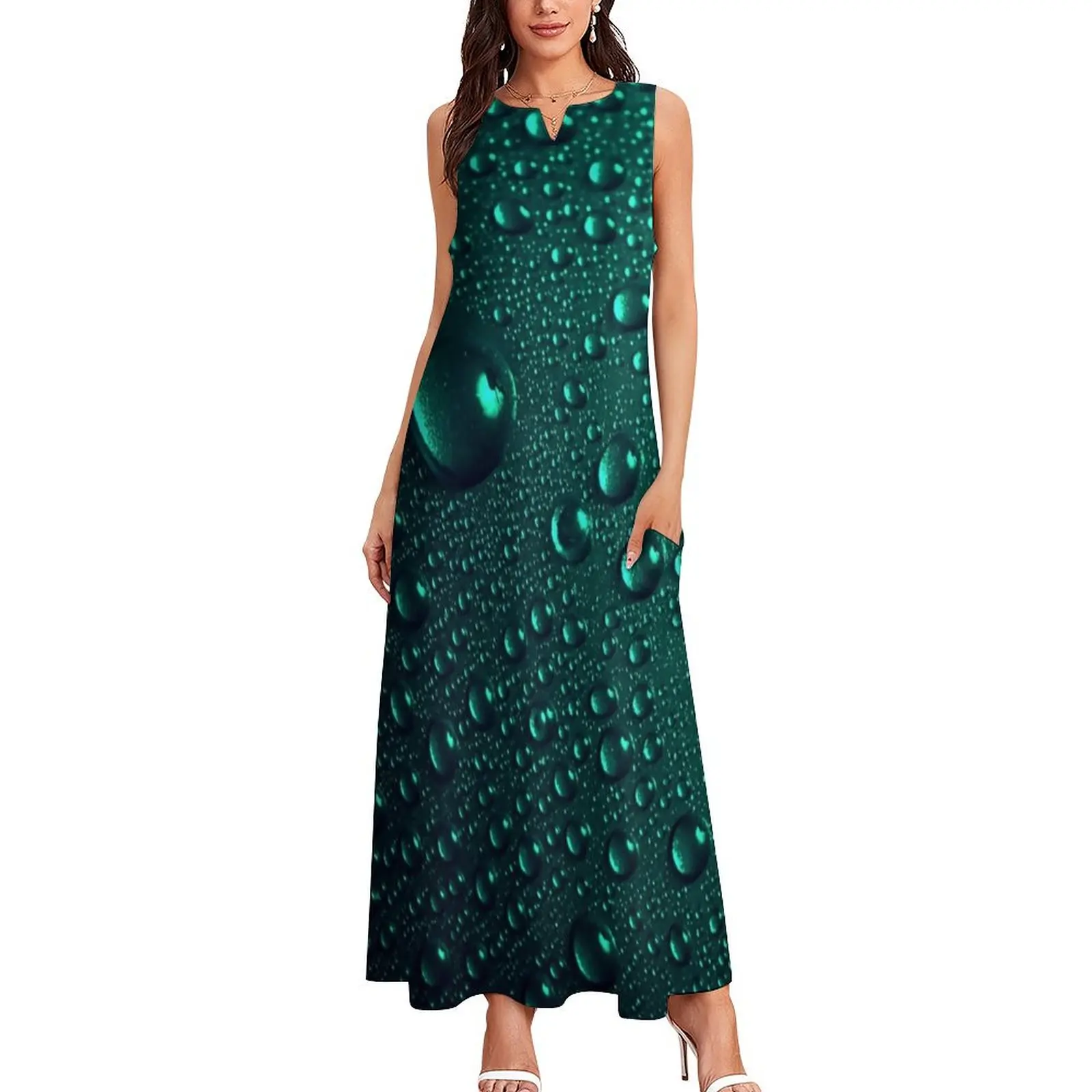 Green Water Drops Long Dress dresses for women 2025 summer dress woman 2025 trendy Women dresses summer