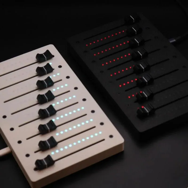 DAW Studio Mix Control Unit EM-VU8, 8-Track MIDI Fader Console Equipped with VU Signal Displays