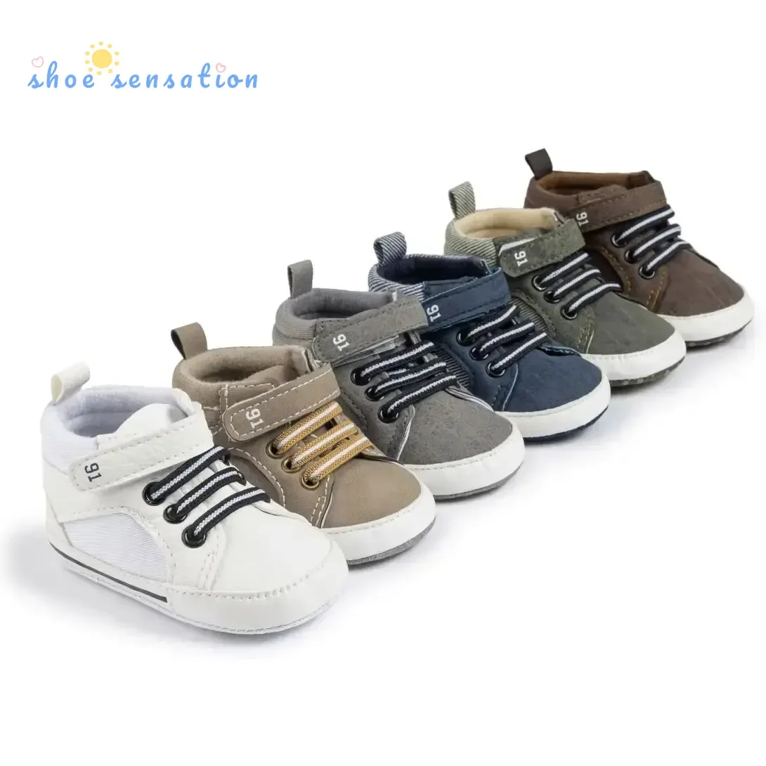 Meckior Baby Boy High-top Sneakers Newborn Infant Toddler Baby Casual Shoes Cotton Sole Anti-slip First Walkers Baby Girls Shoes