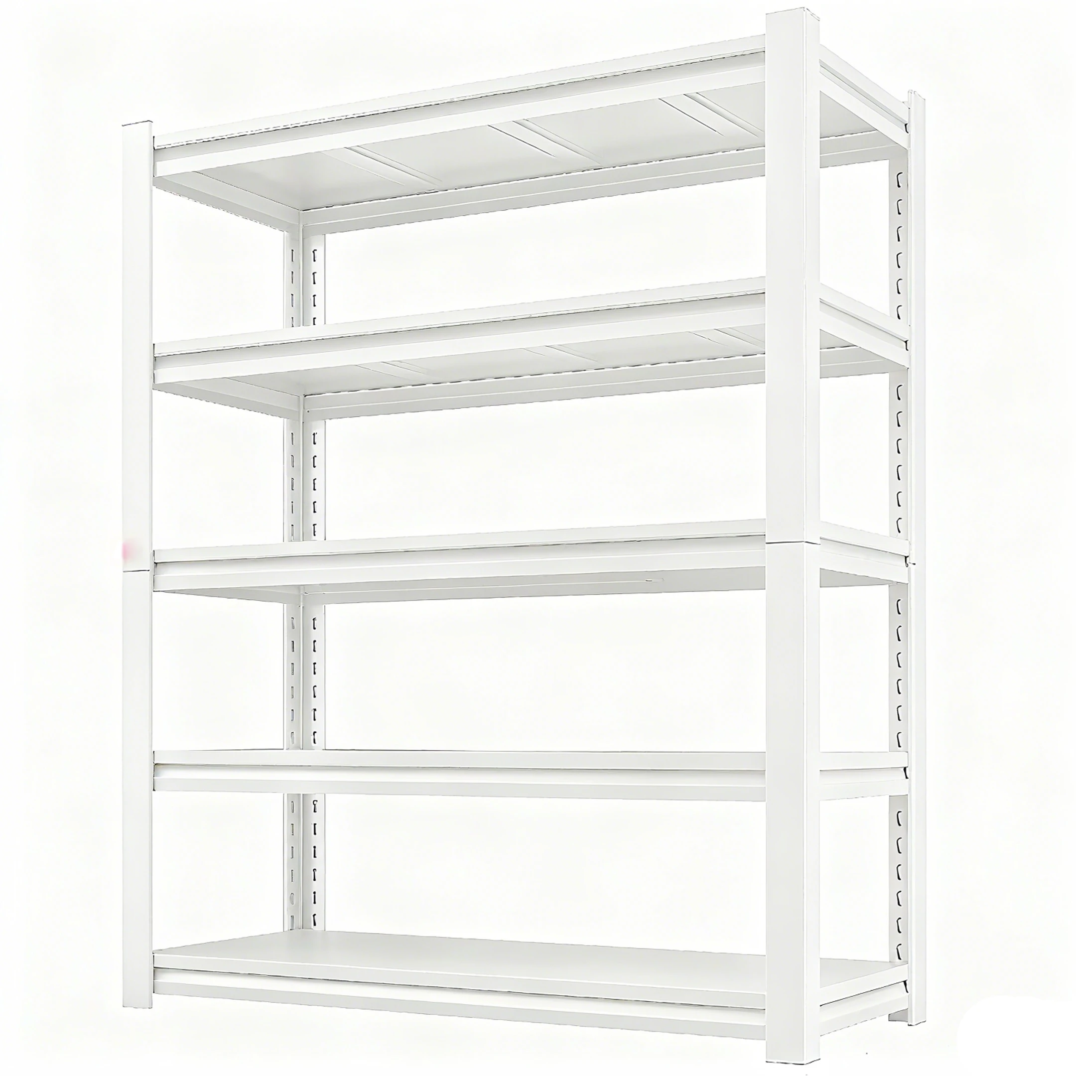 

72H Garage Shelving, 2500-Pound Storage Rack, White Metal Shelves, Five-Tier Adjustable Heavy-Duty Shelving for Pantries, Kitche