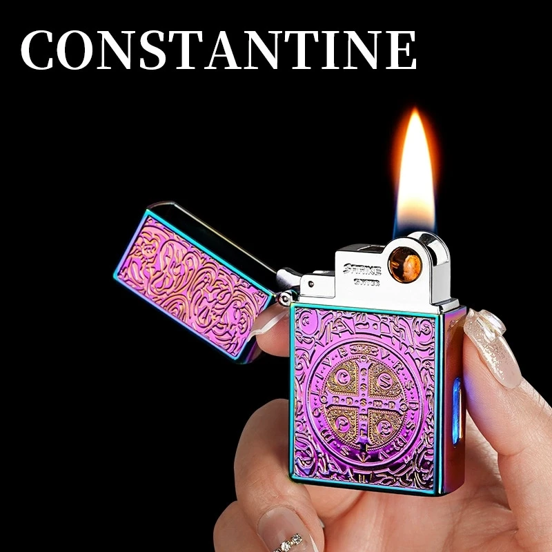 New Metal Black Technology Intelligent Induction Lighter Fashionable Retro Four Ignition Methods Visual Window Lighter Gift