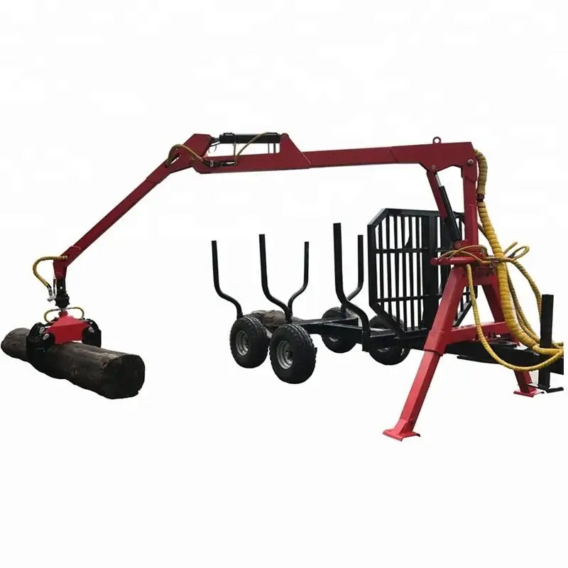 All Terrain Timber Log Trailer with Self Loading Hydraulic Grapple, Power Unit for Private Forest Logging Business