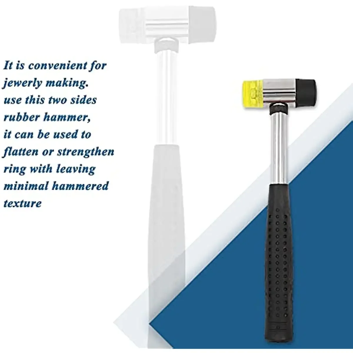Dual-Ended Rubber Hammer and Steel Ring Sizing Mandrel Professional Jewelry Resizing Tool for Ring Repair and Crafting