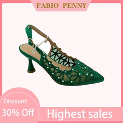 Fashion bright diamond gauze dinner women's high-heeled sandals solid color hollow breathable women's high-heeled slippers