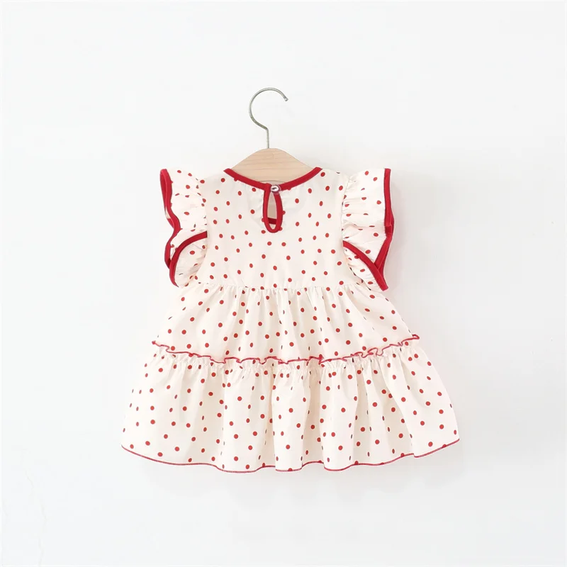 2Pcs/set 0-4 Years Old Red Dots Adorable Summer Baby Girl Dress Toddler Daliy Wear Cute Children Clothing Kid Rabbit Bag Costume