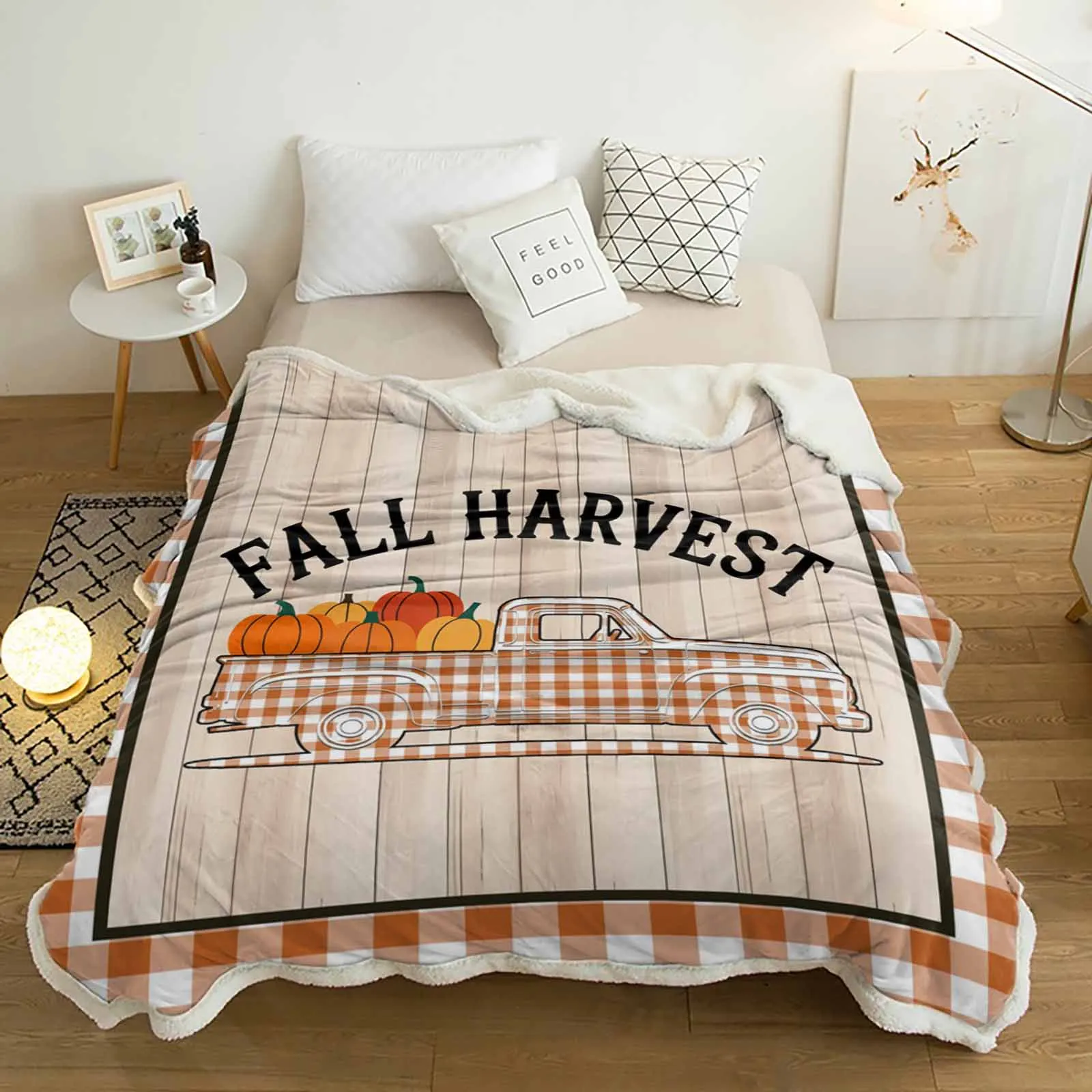 

Осеннее урожай, кашемировое одеяло с тыквой, теплое зимнее мягкое одеяло для кроватей, дивана, шерстяное одеяло, покрывало