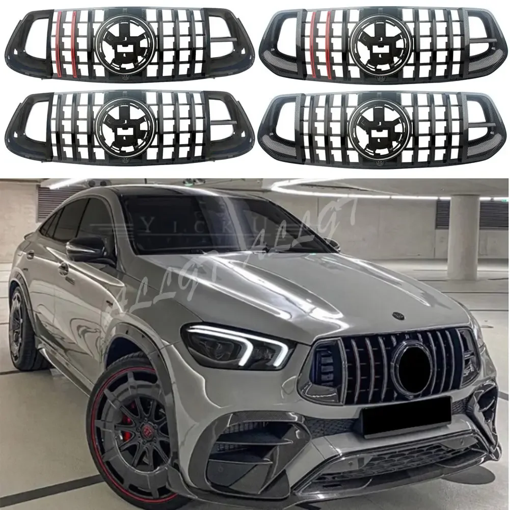 

Front Racing Billet Bumper Grille Upper Cover For Mercedes-Benz W167 GLE-Class GLE350 GLE450 2020-2023 Deluxe Sports Style