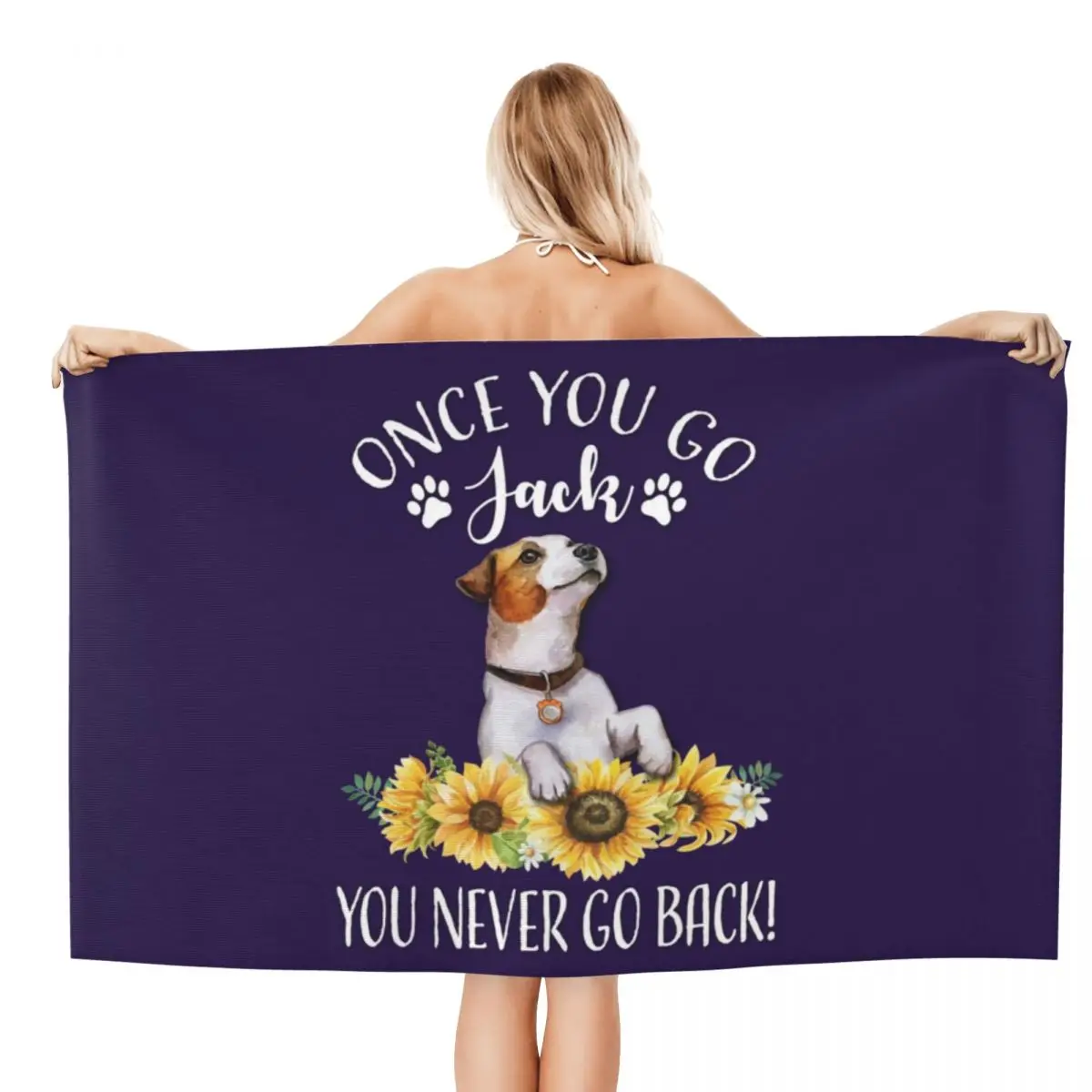 Custom Jack Russell Terrier Dog Absorbent Microfiber Bath Beach Towel Quick Drying Sunflower Shower Sports Towels