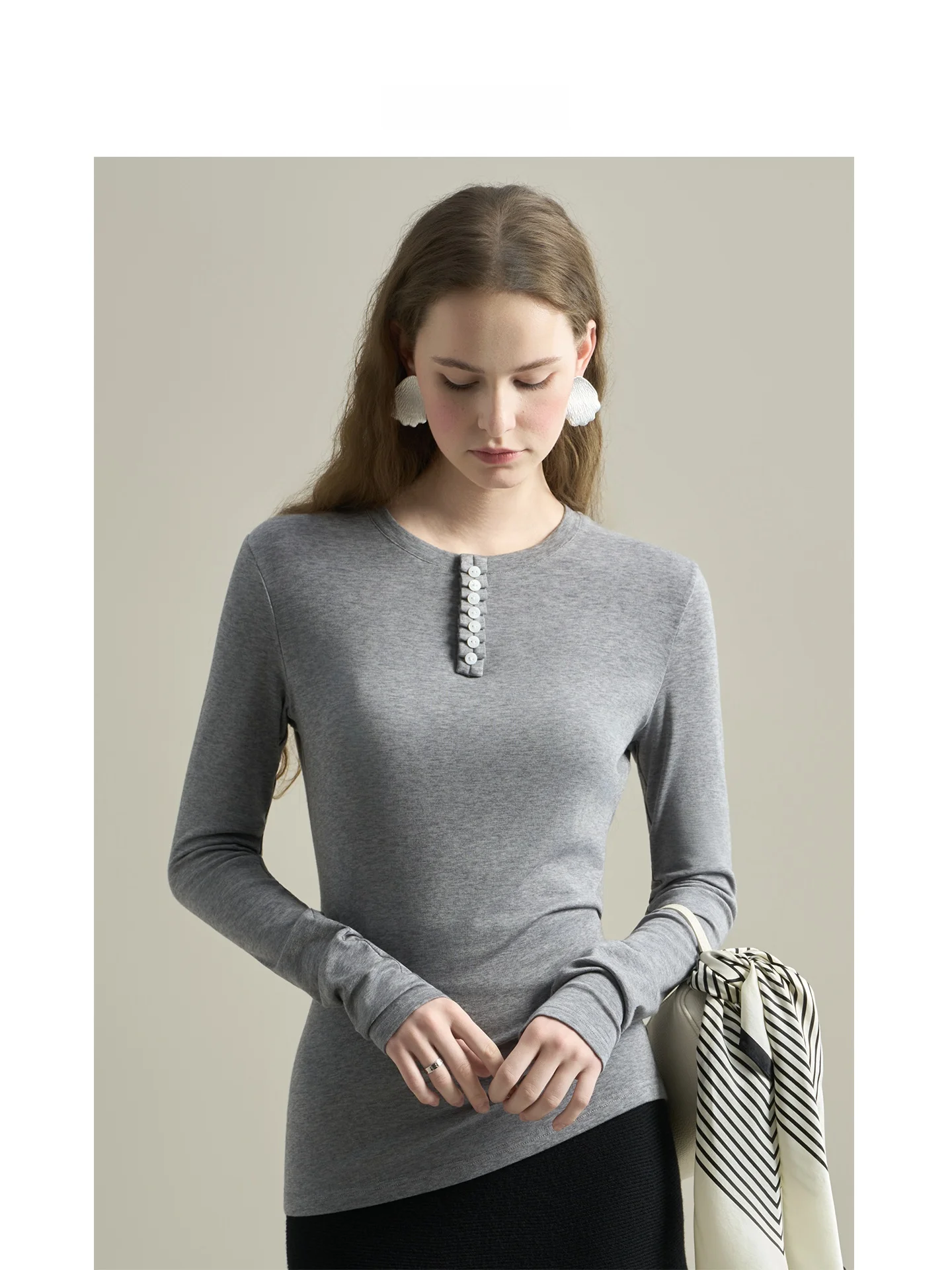 

Футболка LIMONN из шерсти Lenzing с длинным рукавом и круглым вырезом, женская, базовая, для осени и зимы, приятная к телу