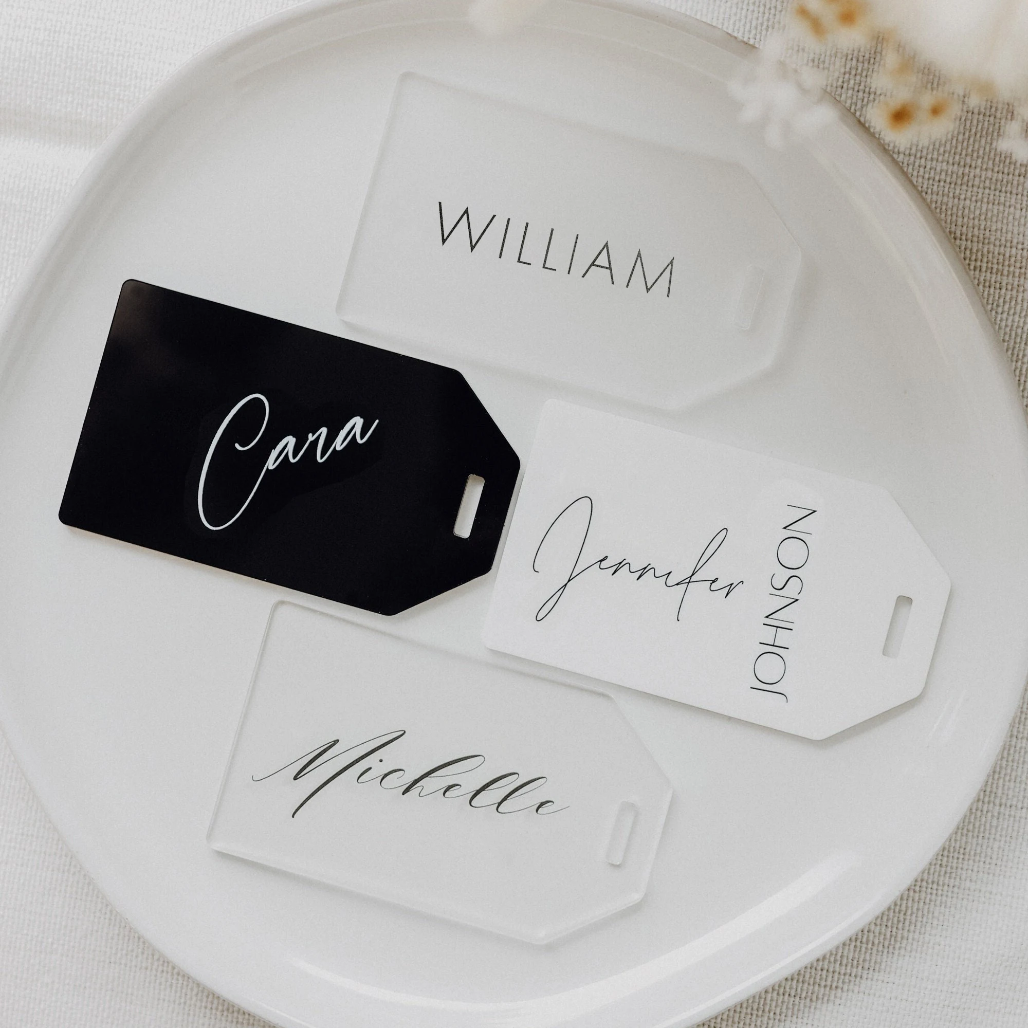 

Blank Color Acrylic Wedding Place Card Luggage Tag,Event Table Decor,Gift Tag Mirror Gold Frosted Black,Guest Escort Name Plate