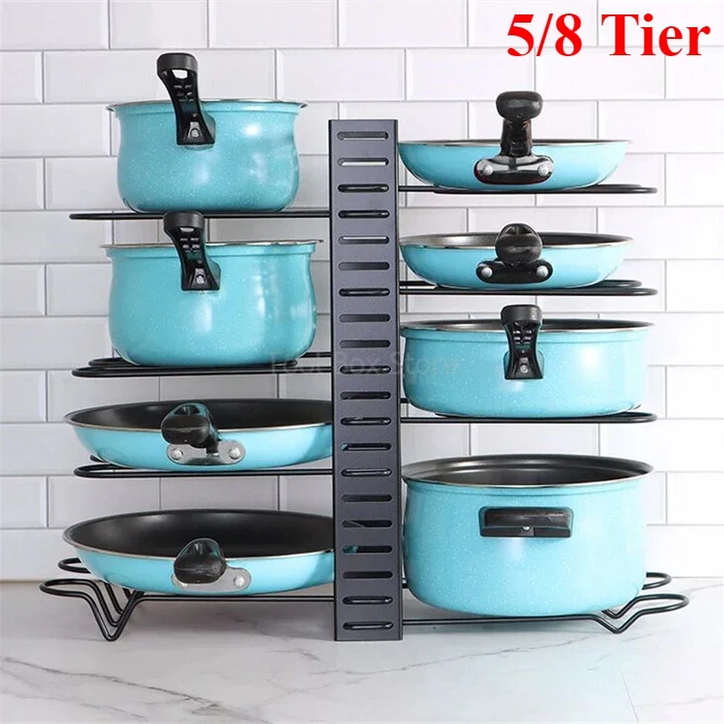 5/8 Tier Pot Rack Organizer Kitchen Storage Rack Sink Shelf Storage Cabinet Desktop Rack Pot Lid Storage Holder Bowl Shelf