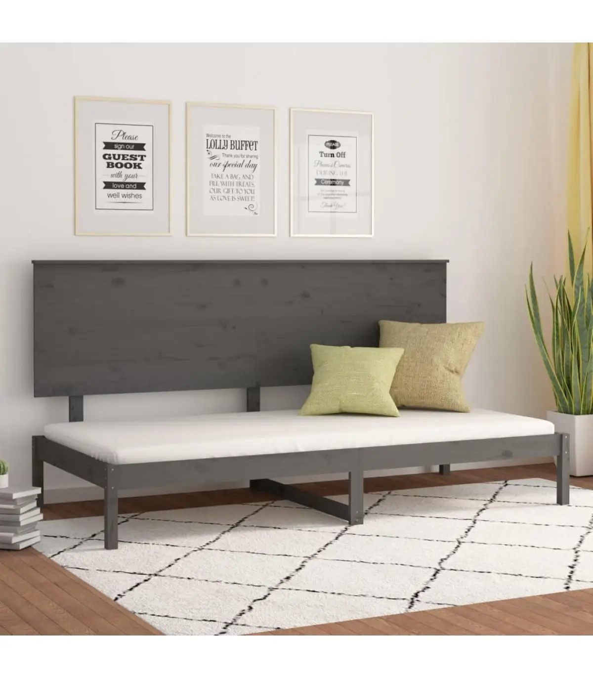 Beds and bed beds sofa bed solid pine wood Gray 80x200 cm