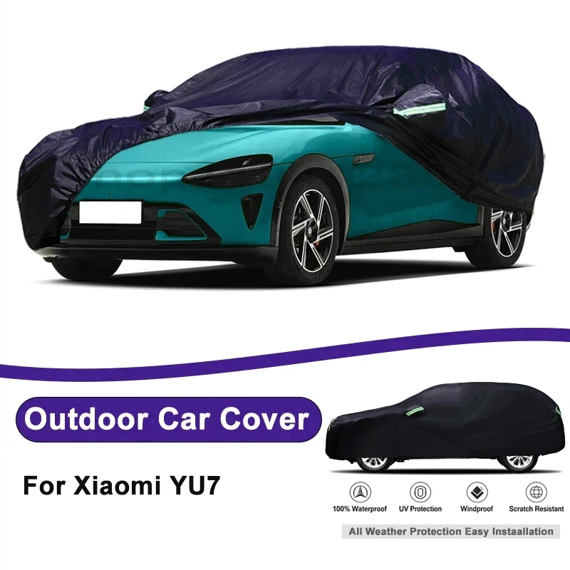 Outdoor Full Car Cover For Xiaomi YU7 with Reflective Strips Waterproof Snowproof Dustproof UV Protection Auto Accessory