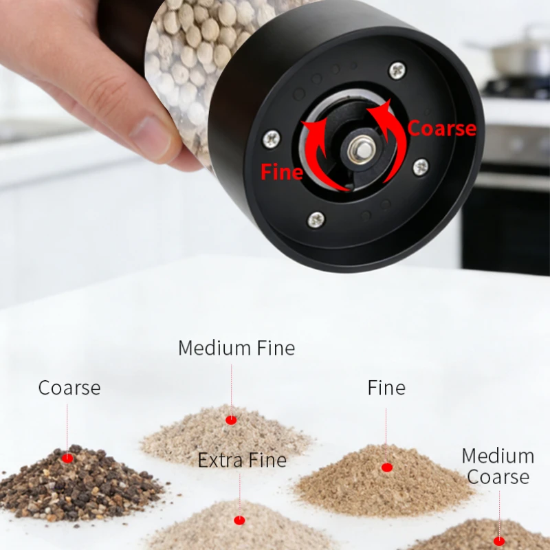 Quantitative Electric Salt and Pepper Grinder Rechargeable Adjustable Coarseness Large Capacity Auto Spice Grinders Kitchen Tool view 2