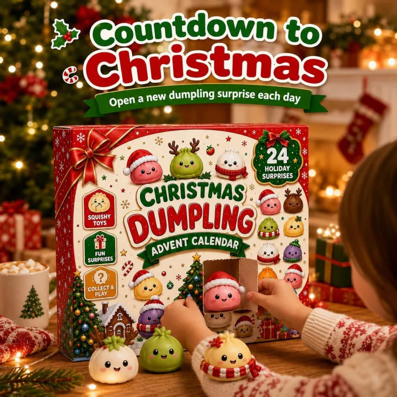 Christmas Squishies Advent Calendar 2027 Dumpling Squishy Blind Box Mystery Squeeze Toys with Box Stress Relief New Year Gift