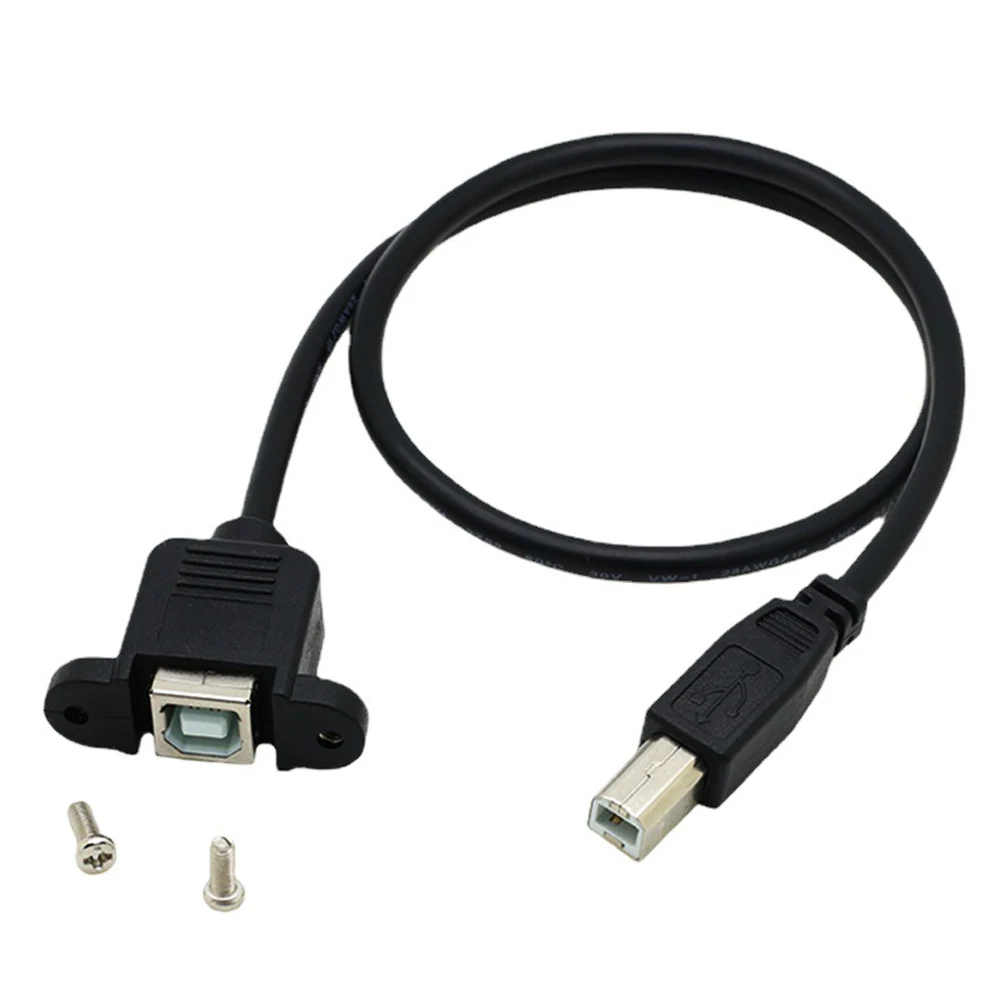 

30CM USB 2.0 Type Male to Female Extension Data BM to BF Printing Extension Cable Panel Mount for Printer Cord with Screw Hole