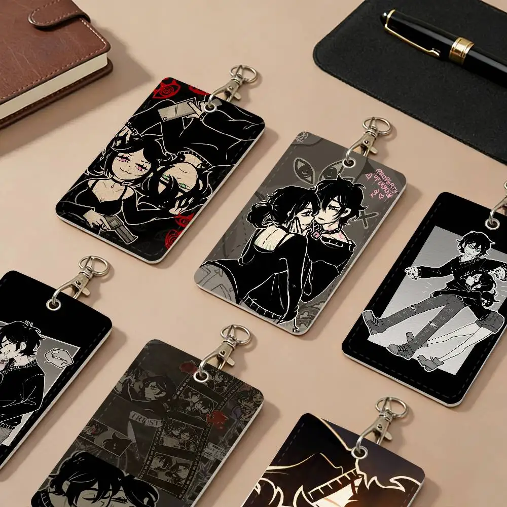Game The Coffin Of Andy And Leyley PU Leather Card Holders Anti-lost Protective Cover Cases Campus Access Cards Key Chain