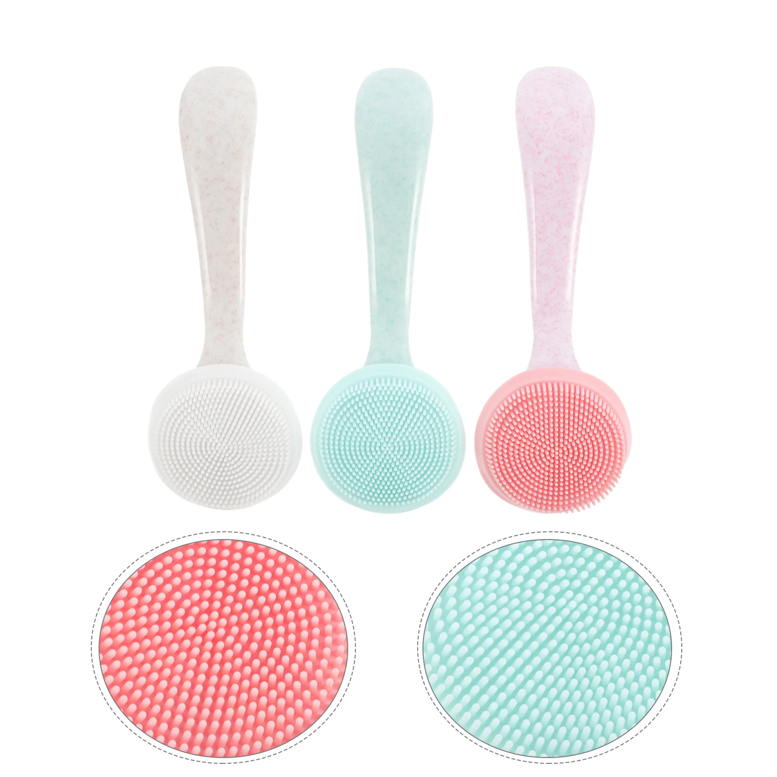 Épurateur de visage en Silicone, brosse de nettoyage en profondeur, manche Long, outil de nettoyage du visage doux, soins pour l'élimination des points noirs, 3 pièces