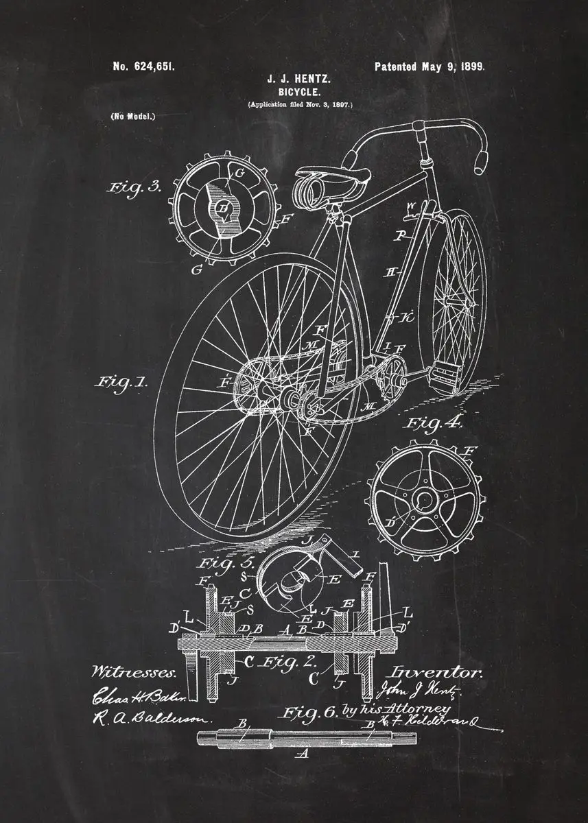 Sports Bicycle Blueprints Vintage Mechanical Enthusiast Wall Art Decor Home Decoration for Living Room Repair Shop Posters