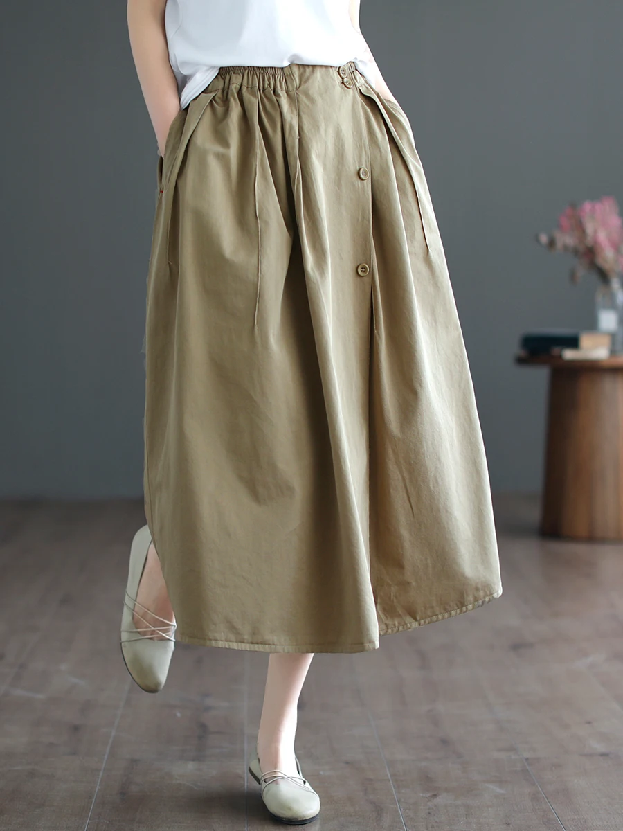 High Waist A-Line Workwear  Skirt Women's Autumn Casual Straight Cut Cotton Blend Slimming Versatile plus Size Skirt