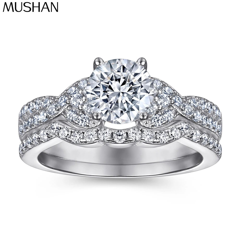 

MuShan Brand Jewelry 925 Sterling Silver Ring Zircon 5A Grade Cushion Bridal Party Women 18K Gold Plated Fine Jewelry Rings