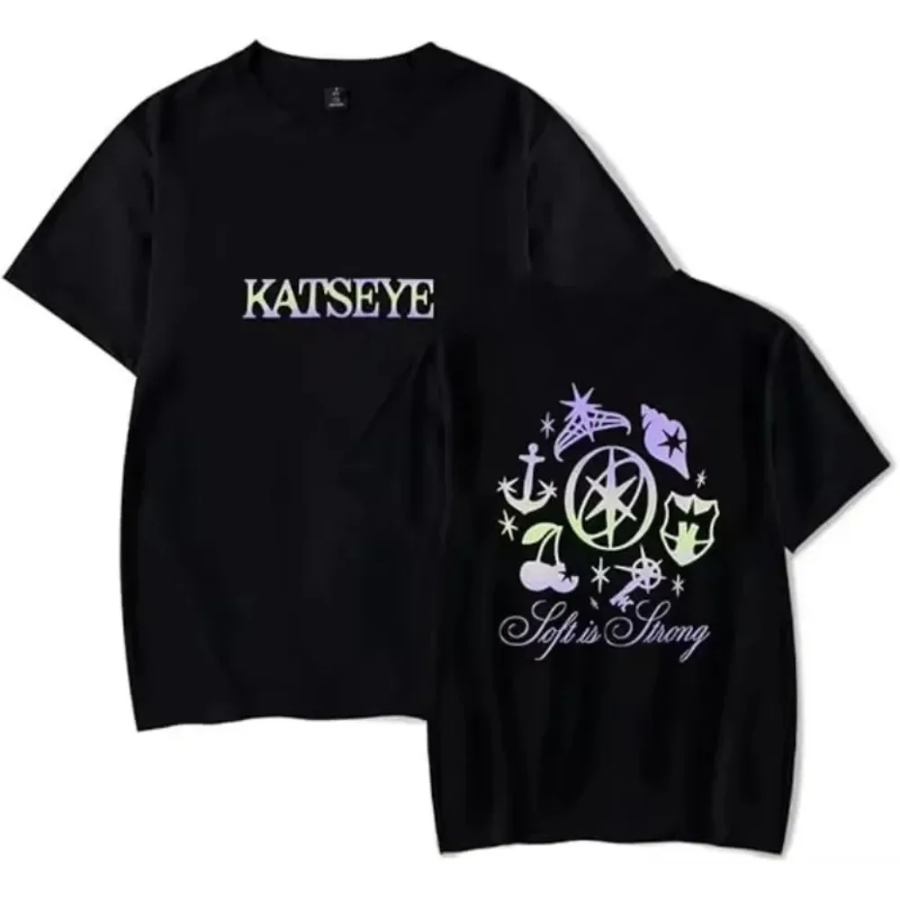 2026 Katseye Merch Distressed T-Shirt Fashion Pop Music Round Neck Short Sleeve Sweatwear Streetshirt Cool Summer T-Shirt Tops