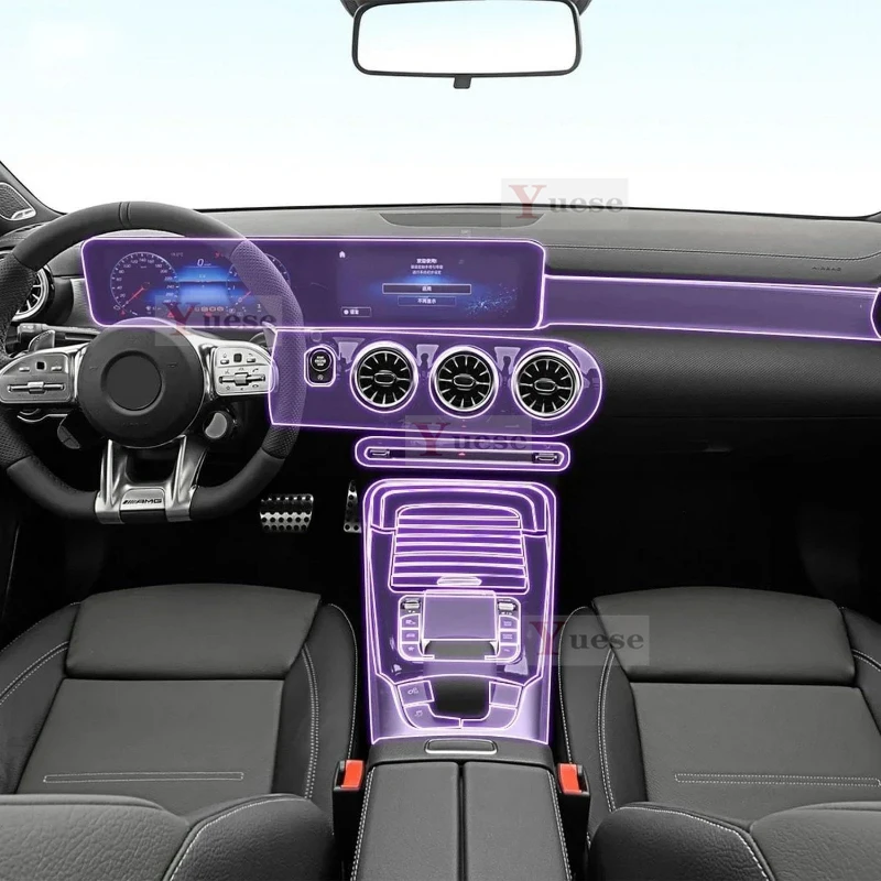 

Для Mercedes Benz A-Class AMG 2019-2024 салон автомобиля, центральная консоль, прозрачная защитная пленка из ТПУ, наклейка против царапин