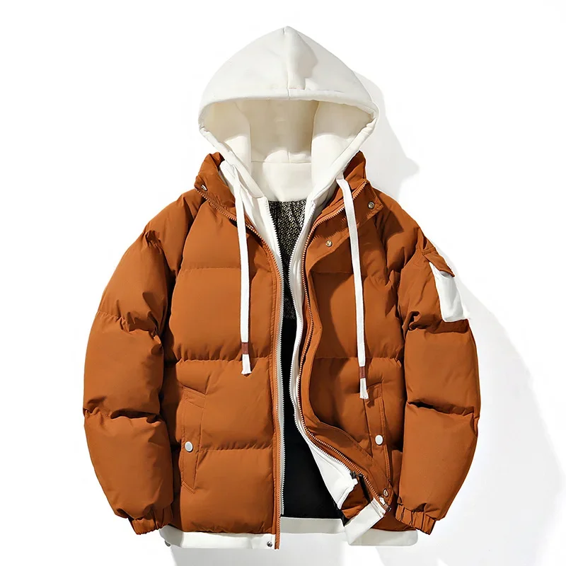 

Solid Color Harajuku High Quality Men Hooded Casual Warm Thickened Jacket Men Fashion Casual Parka Winter Coat Autumn Men Parka