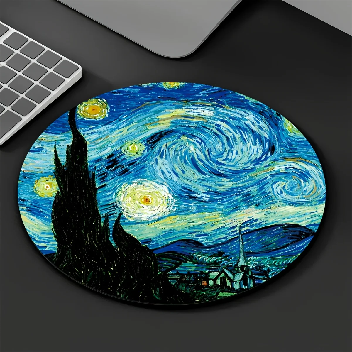 

Van Gogh Starry Night Mouse Pad Circular Non-Slip Rubber Gaming Desk Accessory Home Office Decor Desk Mat Mouse Pads Mouse Mat