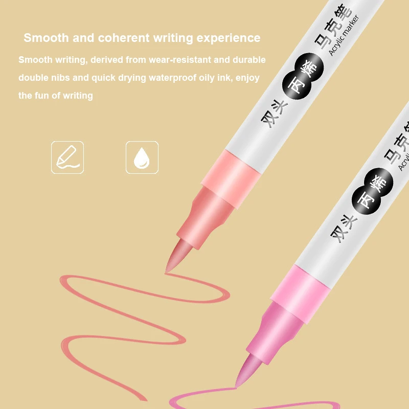 12 لونًا من أقلام التحديد الفنية علامات أكريليك برأسين عالية ملونة لطلاء الكتابة على الجدران DIY أدوات مكتبية فنية للوازم المدرسية.