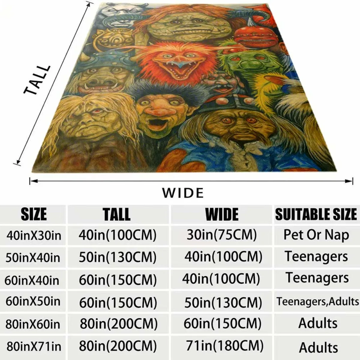 2026 New Arrival Flannel Blanket Fantasy Goblin Carnival Flannel Blanket Soft Light BeigeFriendly, Warm and Cozy, Perfect for So
