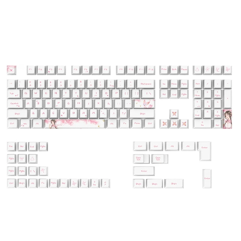 130Pcs for Key Caps Dye Sub Cherry Keycaps for MX Mechanical Keyboard Key