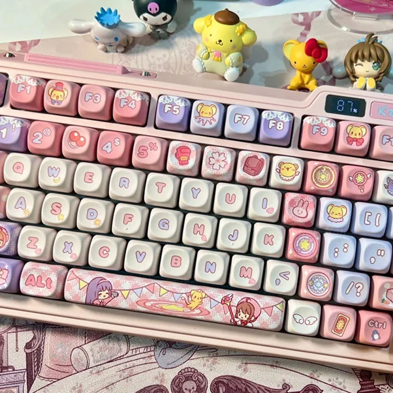 Imagem -05 - Cardcaptor Sakura Anime Cartoon Keycaps Sublimação Pbt Acessórios pc para Teclado Mecânico Moa Cherry 142 Chaves