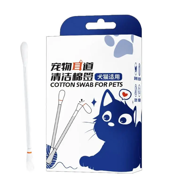 Cat Ear Cotton Swabs Pet Water-Absorbing Ear Cleaning Q Tips 50PCS Soft Ear Care Q Tips Gentle Cotton Swabs With Natural Extract