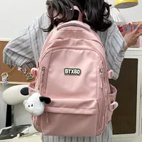Casual School Bag for Girls High School Students Simple Minimalist Pure Color Versatile Ins Double Shoulder Backpack Campus Styl